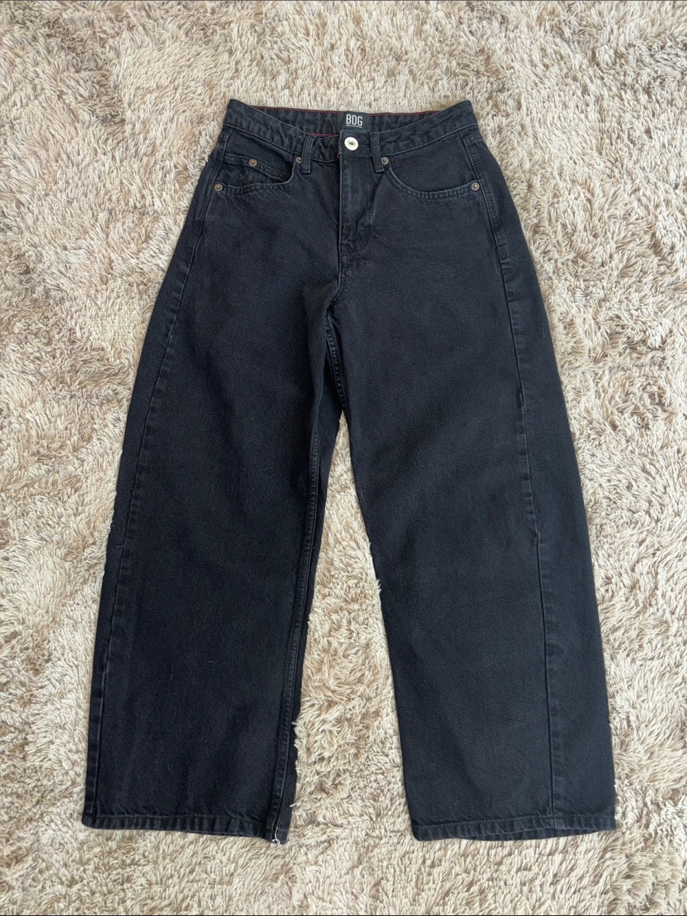 BDG Black Baggy High Rise Wide Leg Jeans Size 25 Waist
